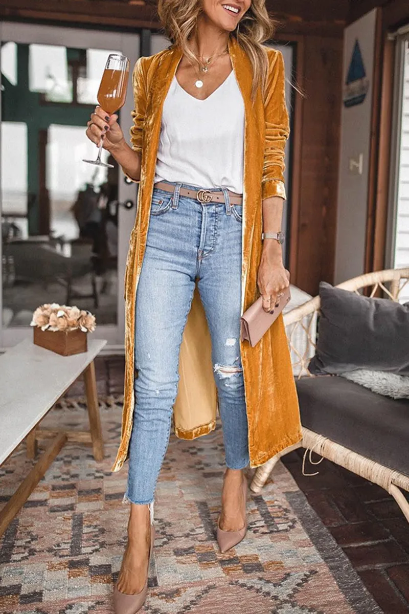 Casual Solid Patchwork Cardigan Collar