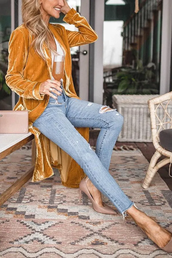 Casual Solid Patchwork Cardigan Collar