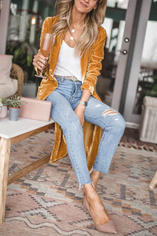 Casual Solid Patchwork Cardigan Collar