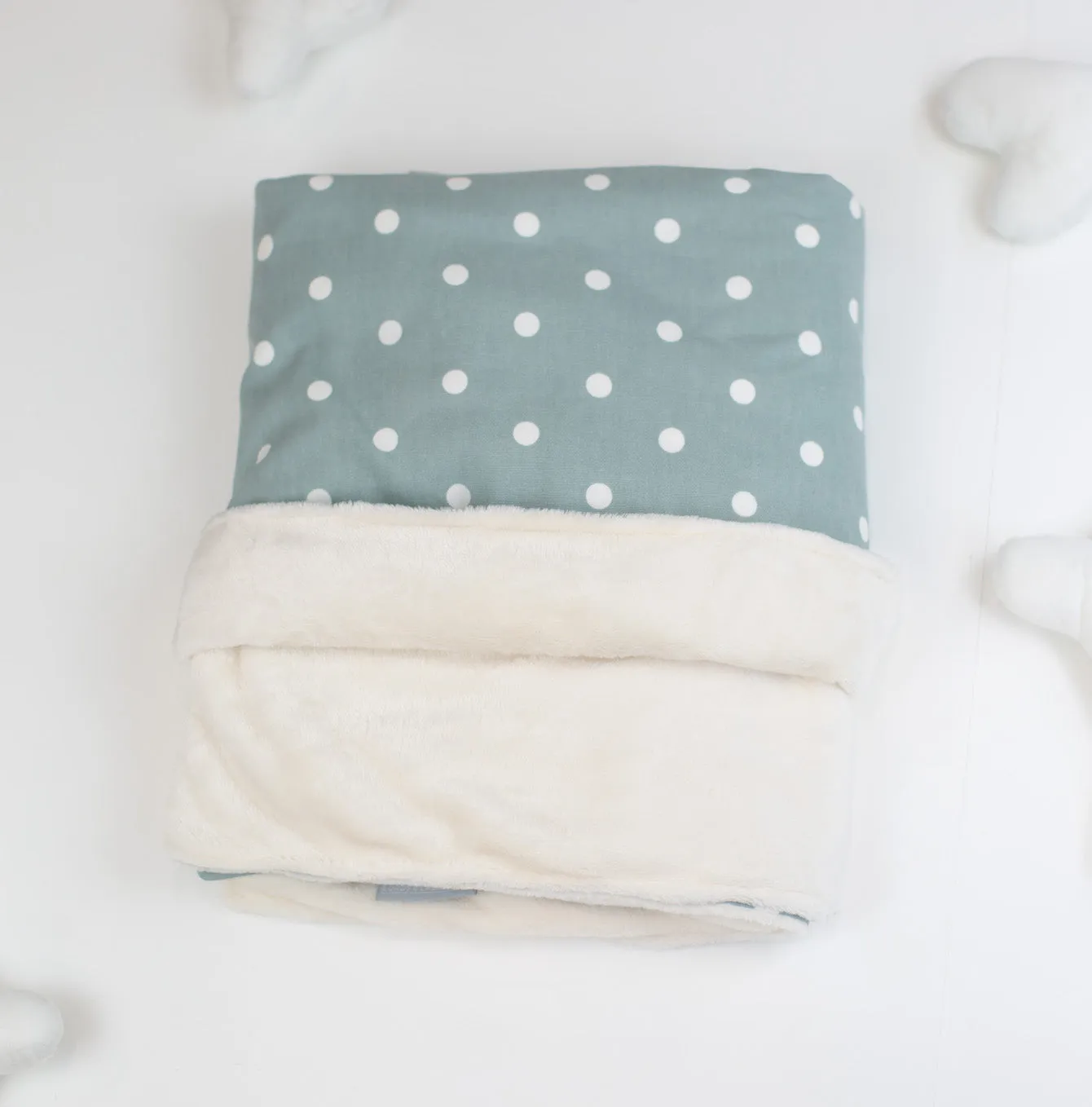 Cat & Kitten Blanket in Duck Egg Spot by Lords & Labradors