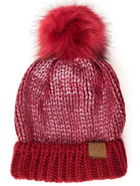 C.C Foil Cable Beanie with Pom