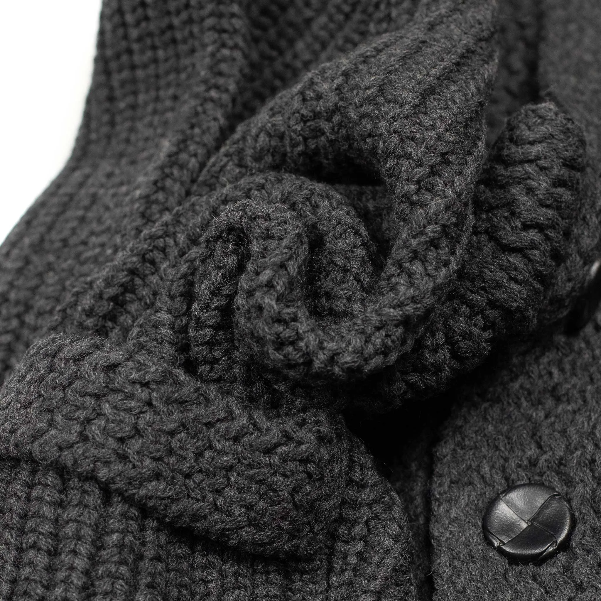 Chunky ribbed cardigan in mid-grey French Merino wool (restock)