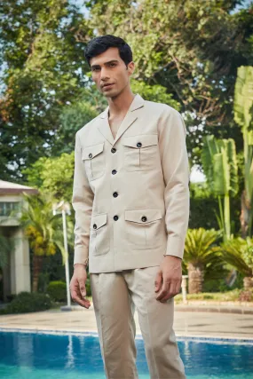 Clive- Beige Linen Shacket set