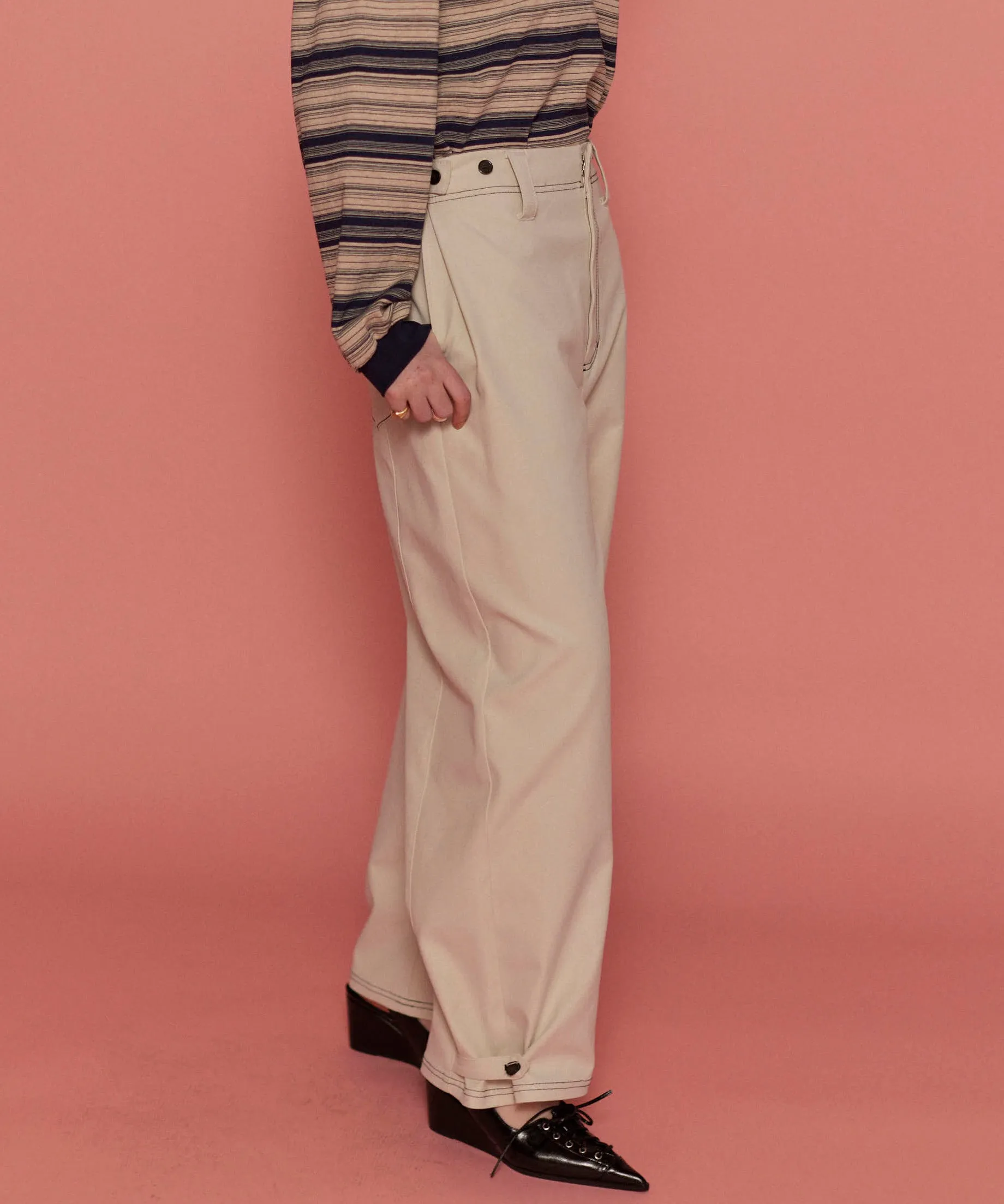 Cocoon Silhouette Chino Wide Pants