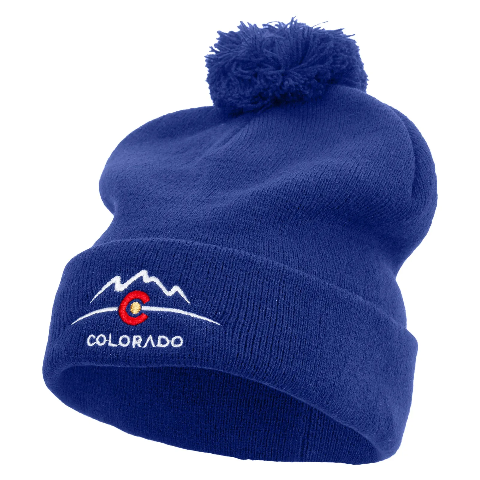 Colorado Logo Embroidered Pom Acrylic Cuff Long Beanie