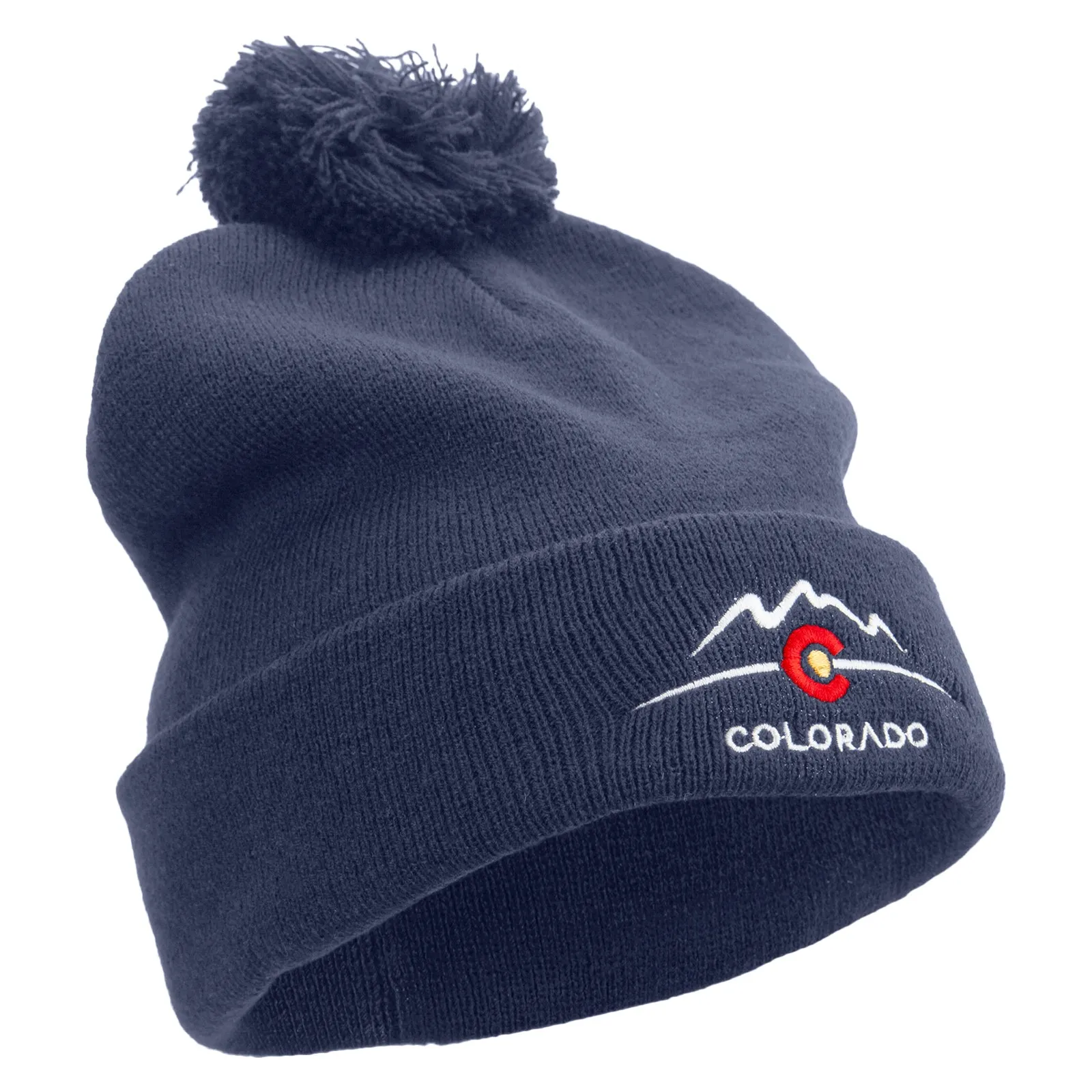 Colorado Logo Embroidered Pom Acrylic Cuff Long Beanie