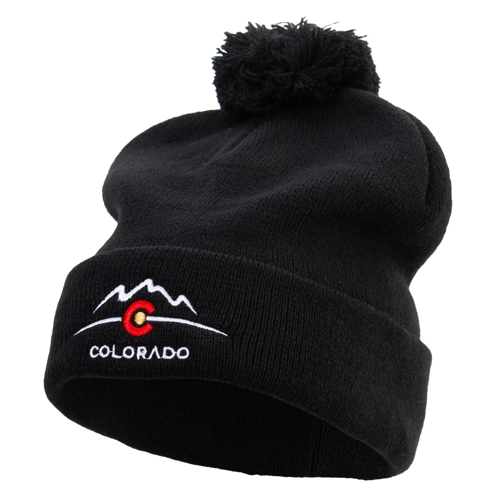 Colorado Logo Embroidered Pom Acrylic Cuff Long Beanie