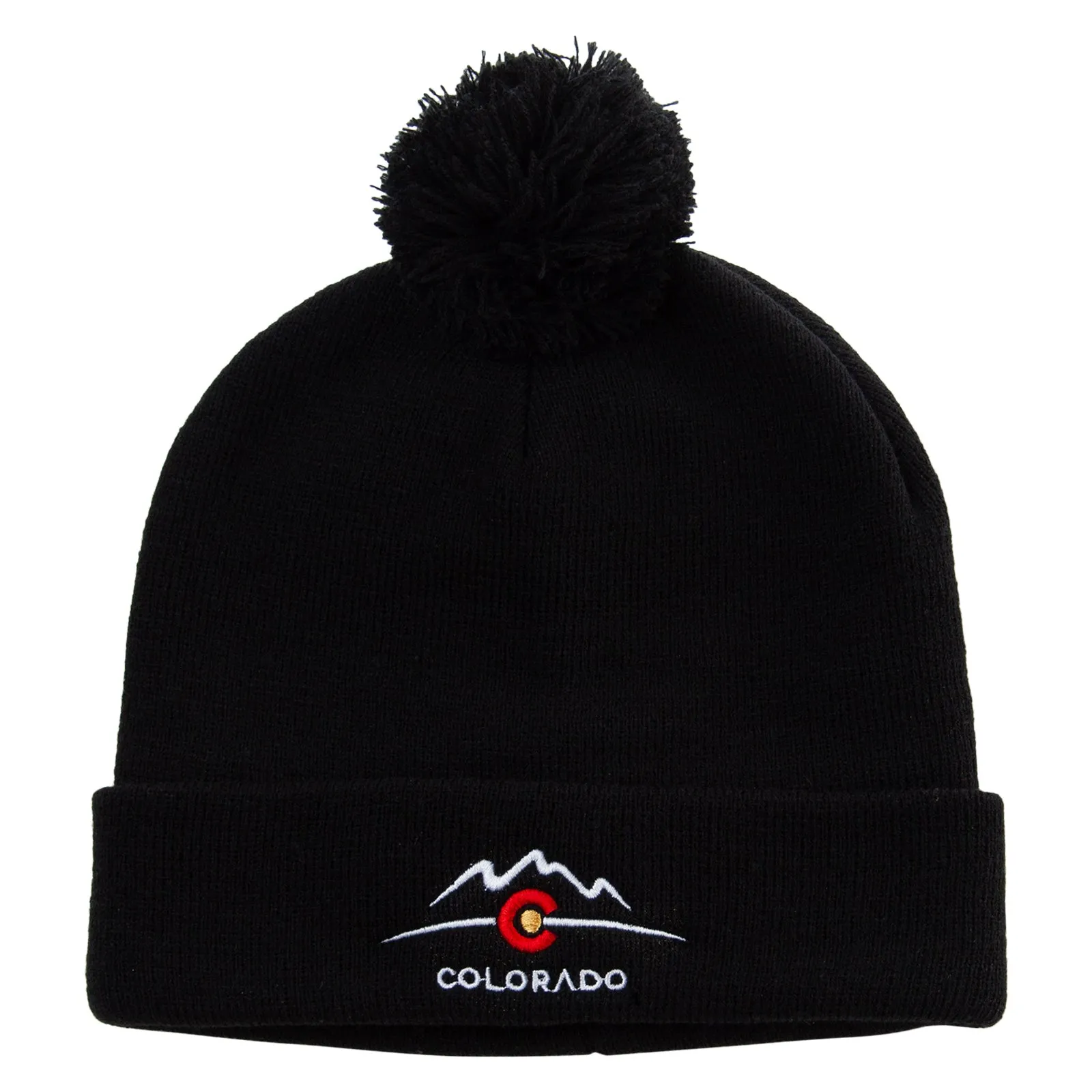 Colorado Logo Embroidered Pom Acrylic Cuff Long Beanie