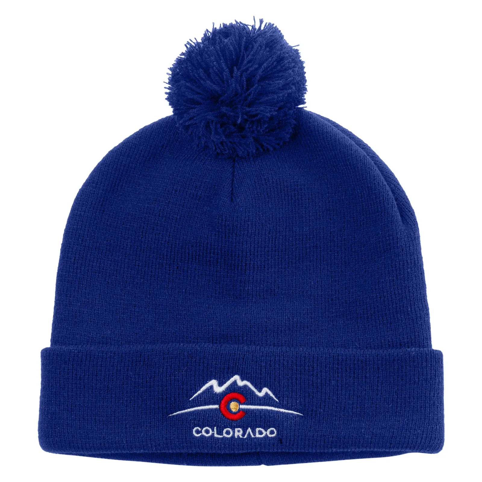 Colorado Logo Embroidered Pom Acrylic Cuff Long Beanie