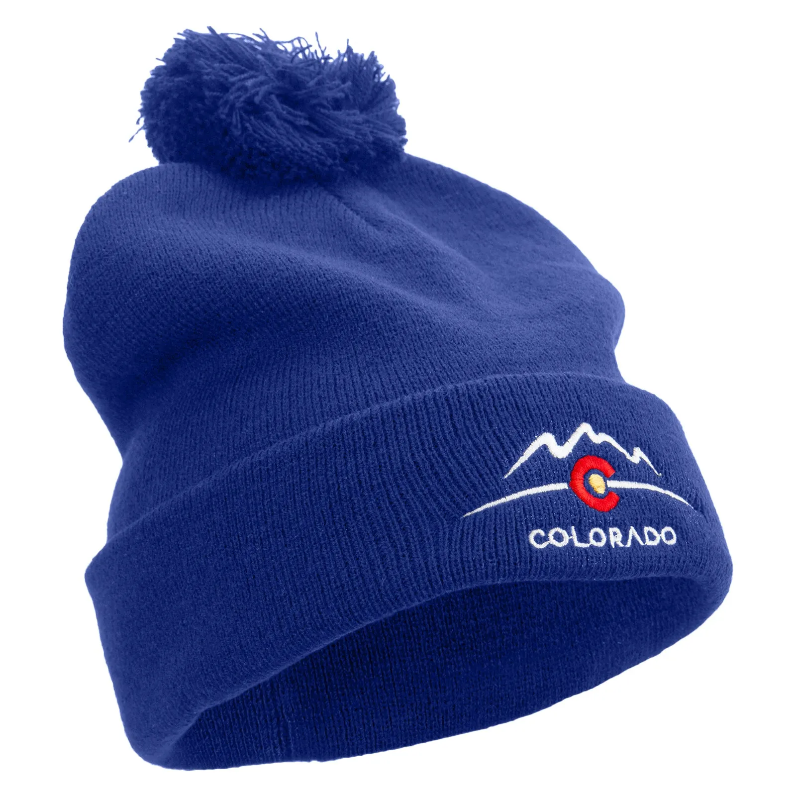 Colorado Logo Embroidered Pom Acrylic Cuff Long Beanie