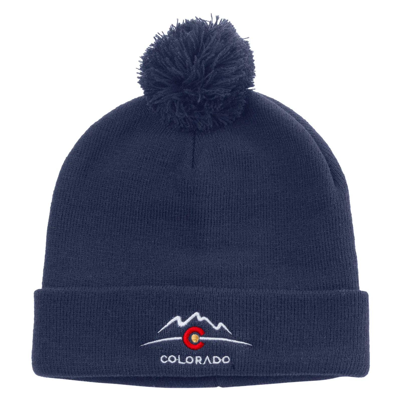Colorado Logo Embroidered Pom Acrylic Cuff Long Beanie