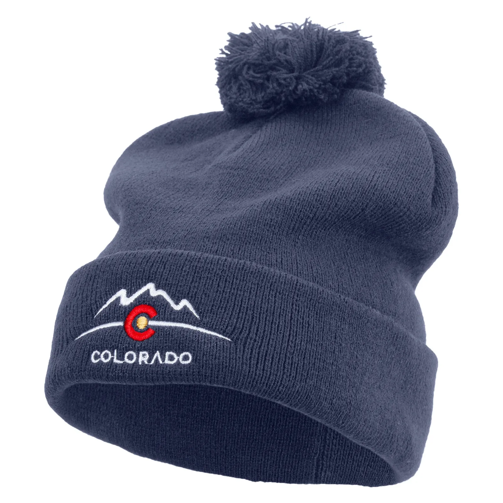 Colorado Logo Embroidered Pom Acrylic Cuff Long Beanie