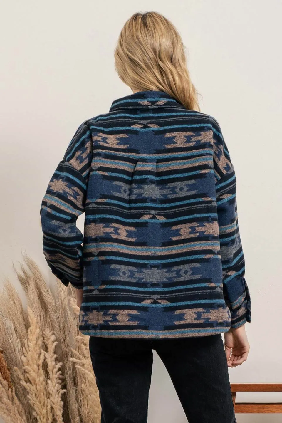 Come To Pass Shacket - Blue Multi