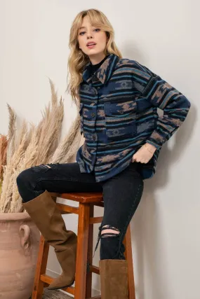 Come To Pass Shacket - Blue Multi