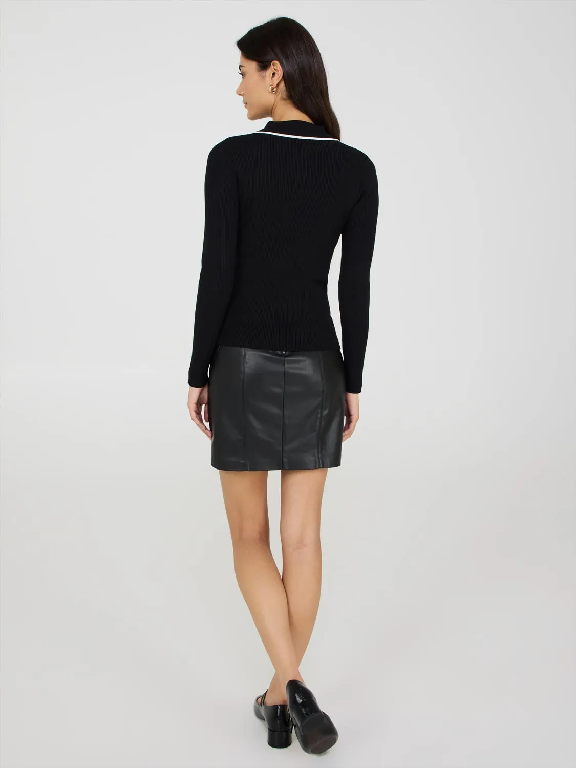 Contrast Tipping Collared Cardigan