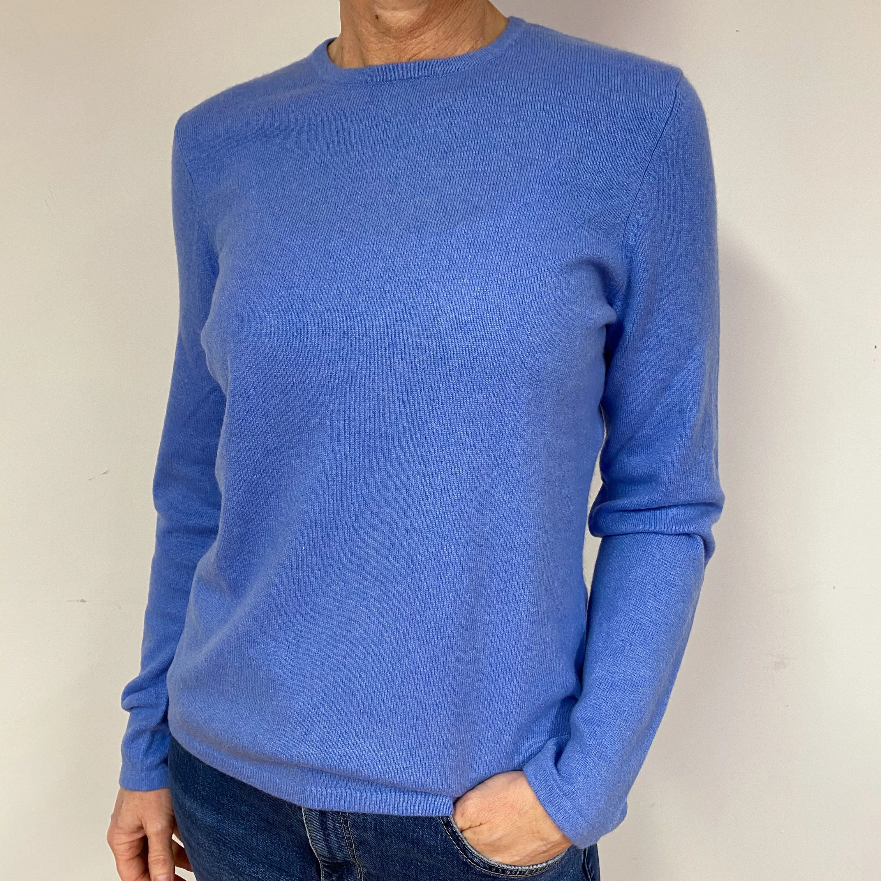 Cornflower Blue Cashmere Crew Neck Jumper Medium