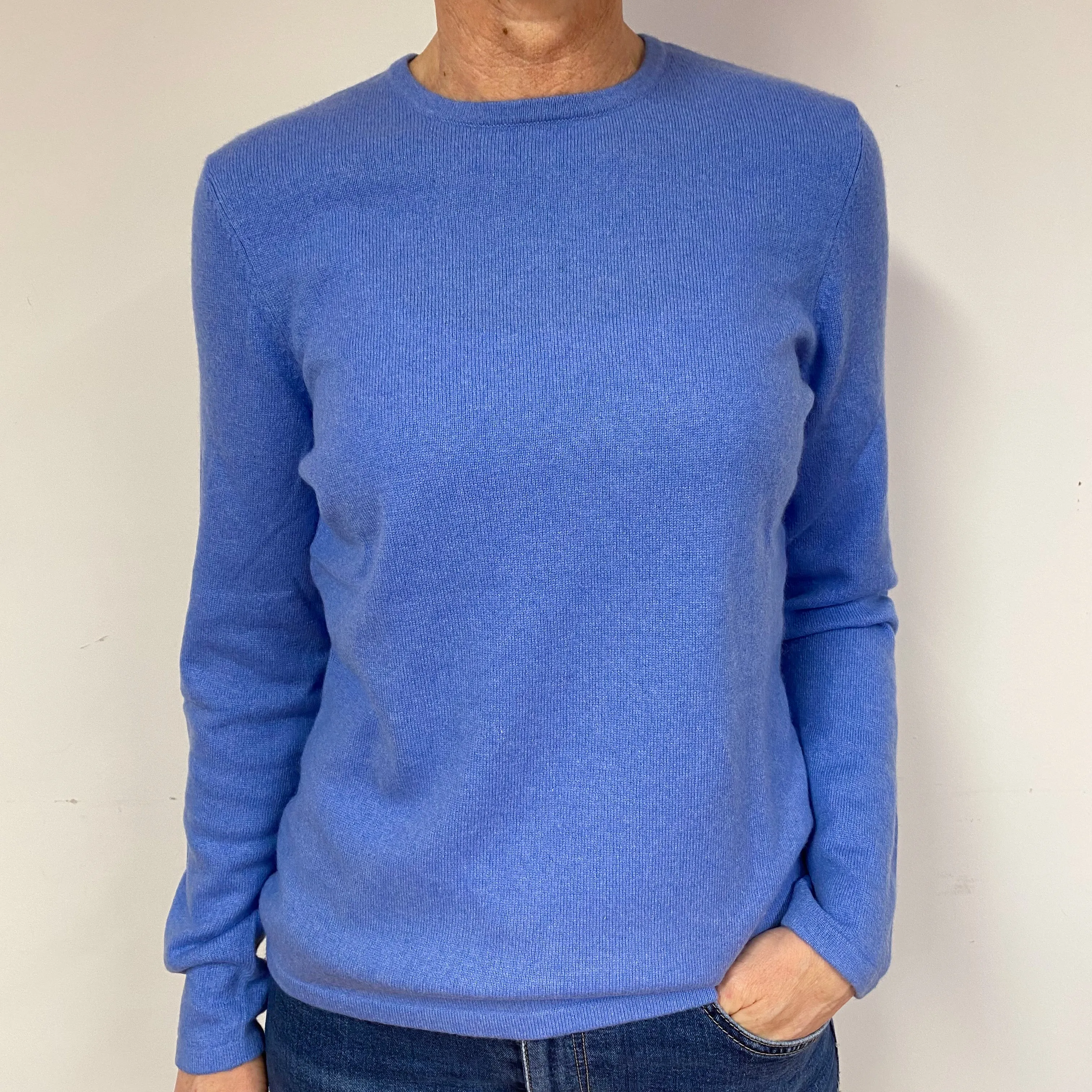 Cornflower Blue Cashmere Crew Neck Jumper Medium