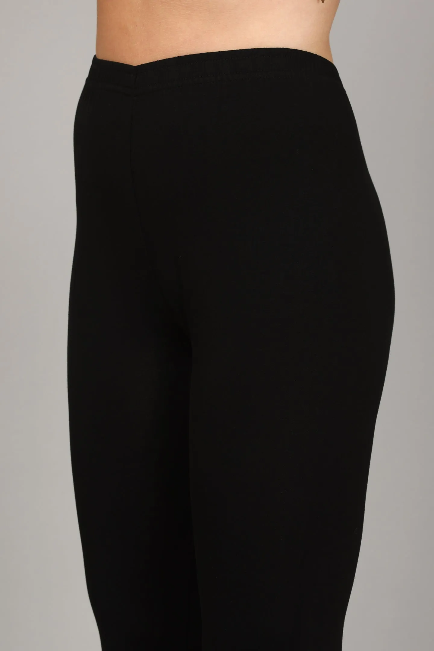 COTTON ANKLE LEGGINGS - BLACK