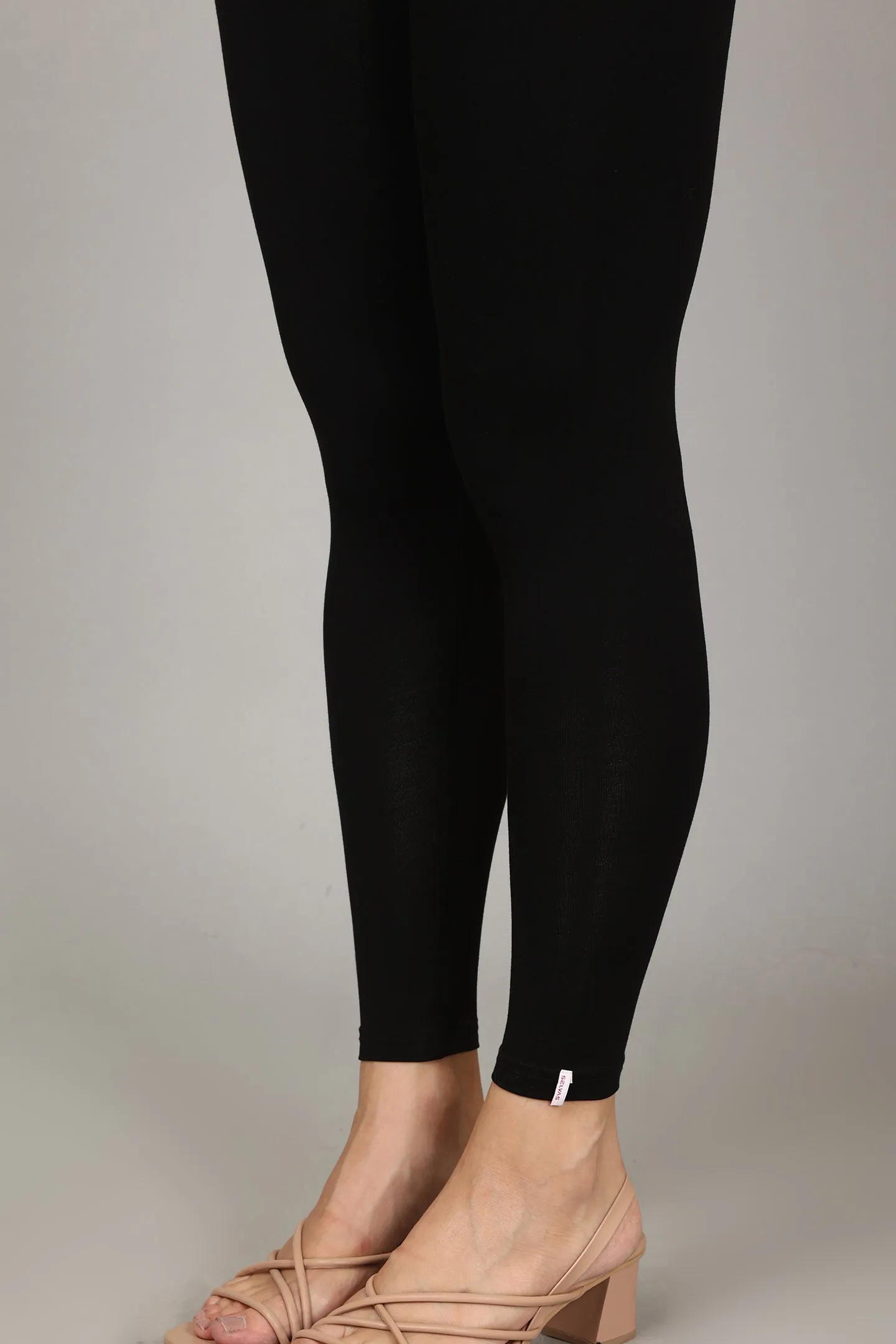 COTTON ANKLE LEGGINGS - BLACK