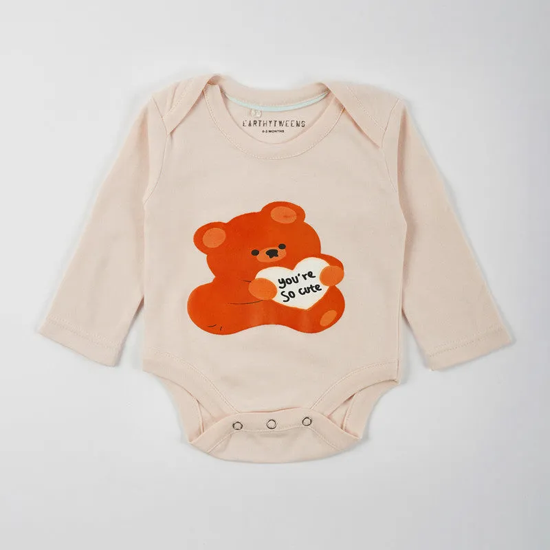 Cotton Baby Onesie Jersey | Bunny & Teddy Soft Toned Combo | Set of 2