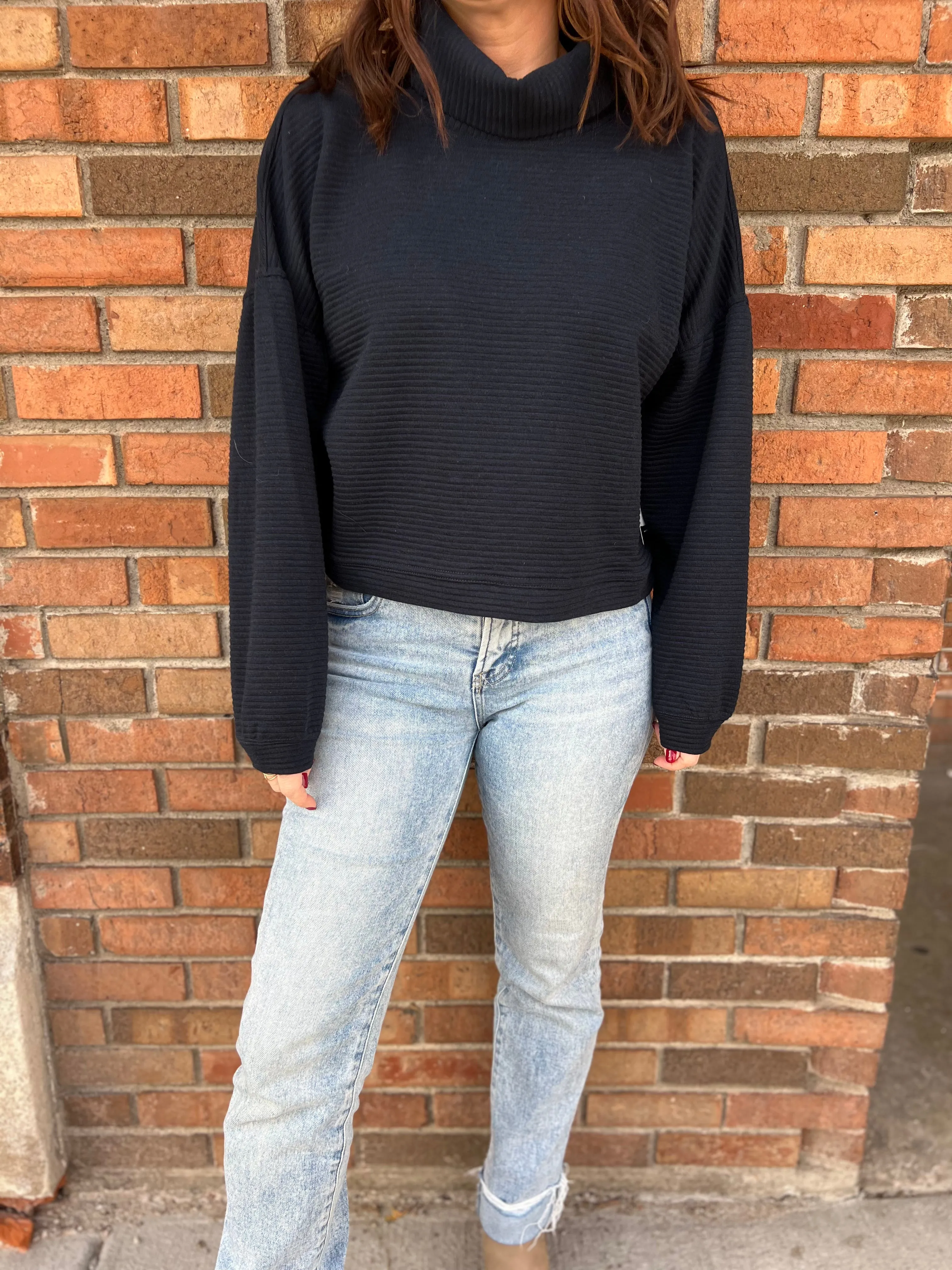 Cowl Neck Balloon Sleeve Top