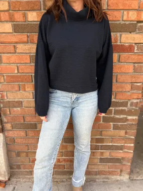 Cowl Neck Balloon Sleeve Top