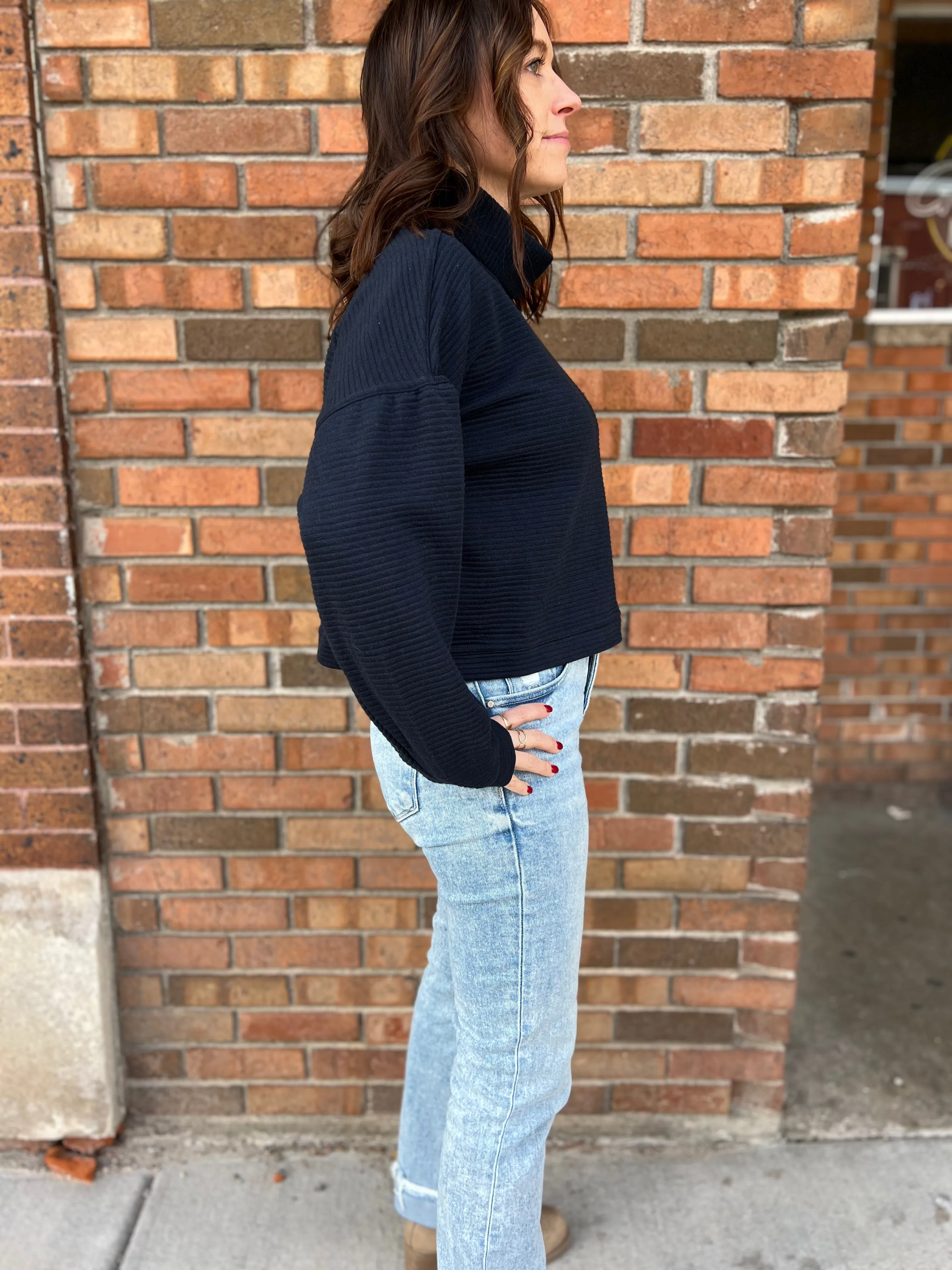Cowl Neck Balloon Sleeve Top