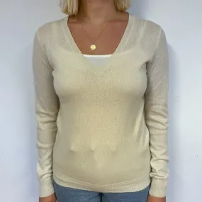 Cream Cashmere V-Neck Jumper Small