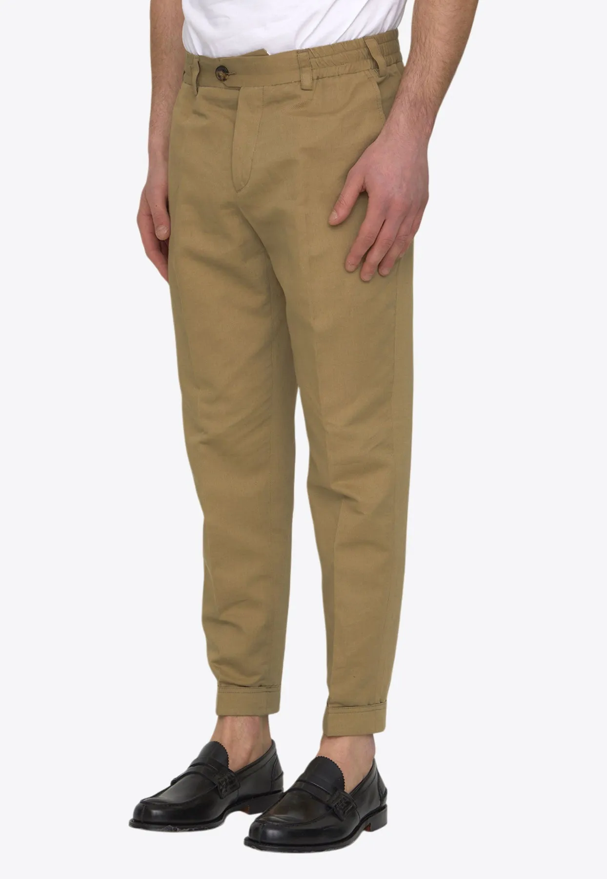 Cropped Linen-Blend Chino Pants