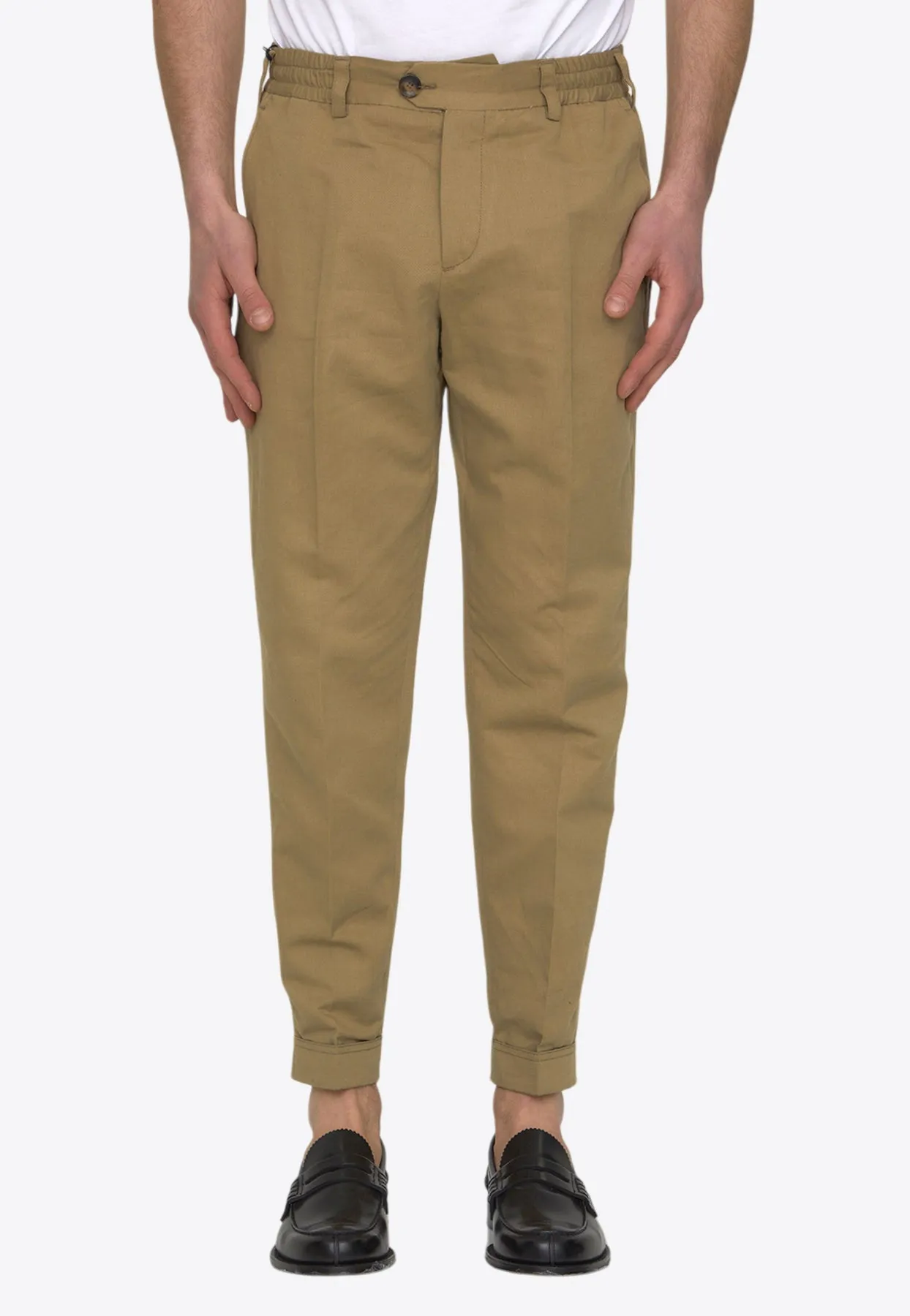 Cropped Linen-Blend Chino Pants