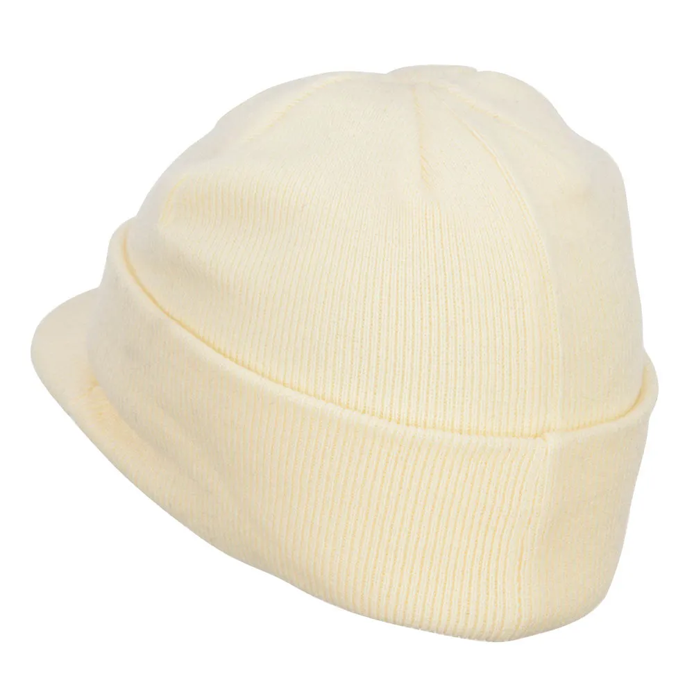 Cuff Knitted Beanie with Visor Bill