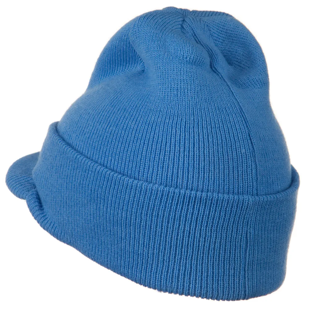 Cuff Knitted Beanie with Visor Bill