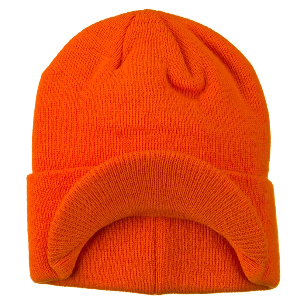 Cuff Knitted Beanie with Visor Bill