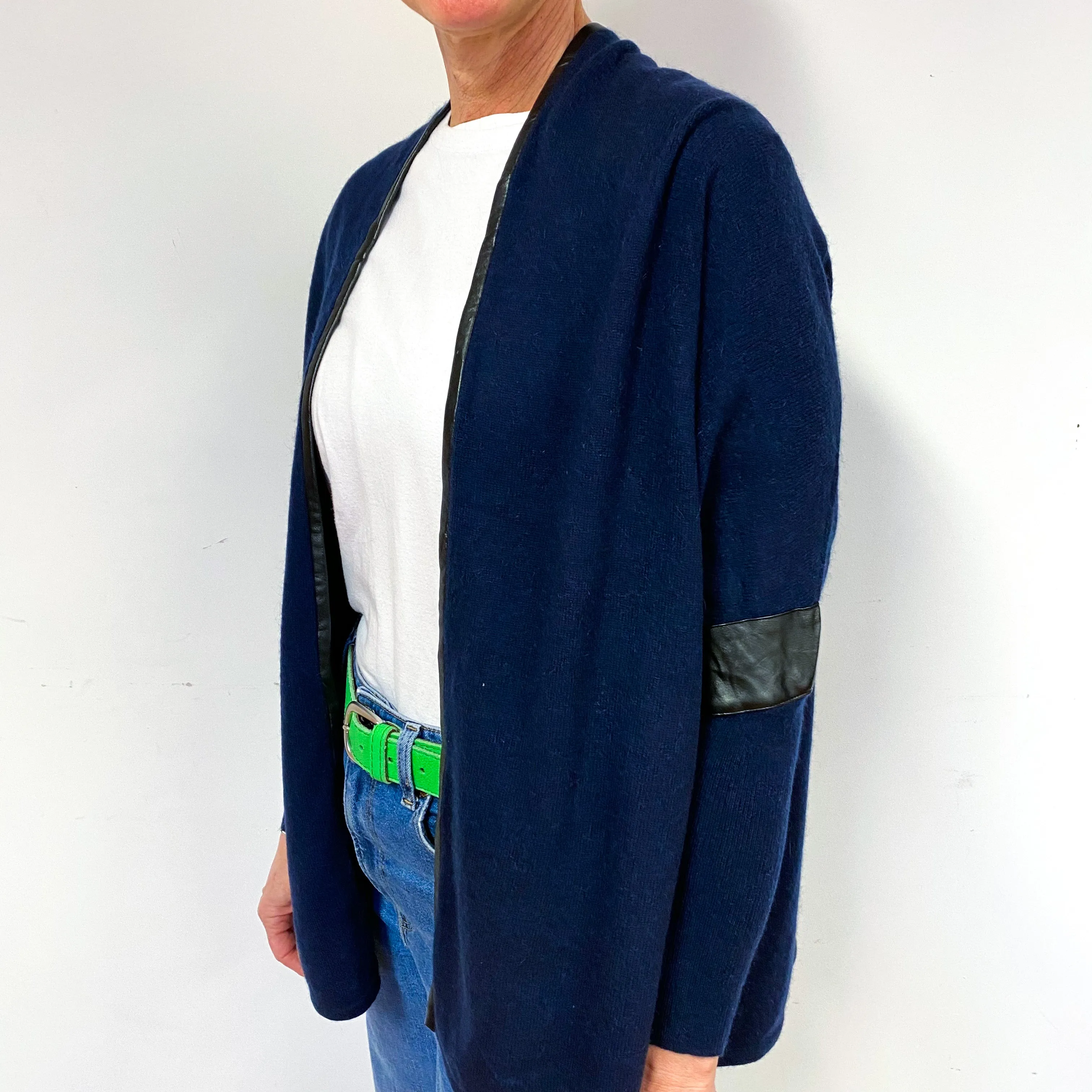 Dark Navy  Cashmere Edge to Edge Cardigan Medium
