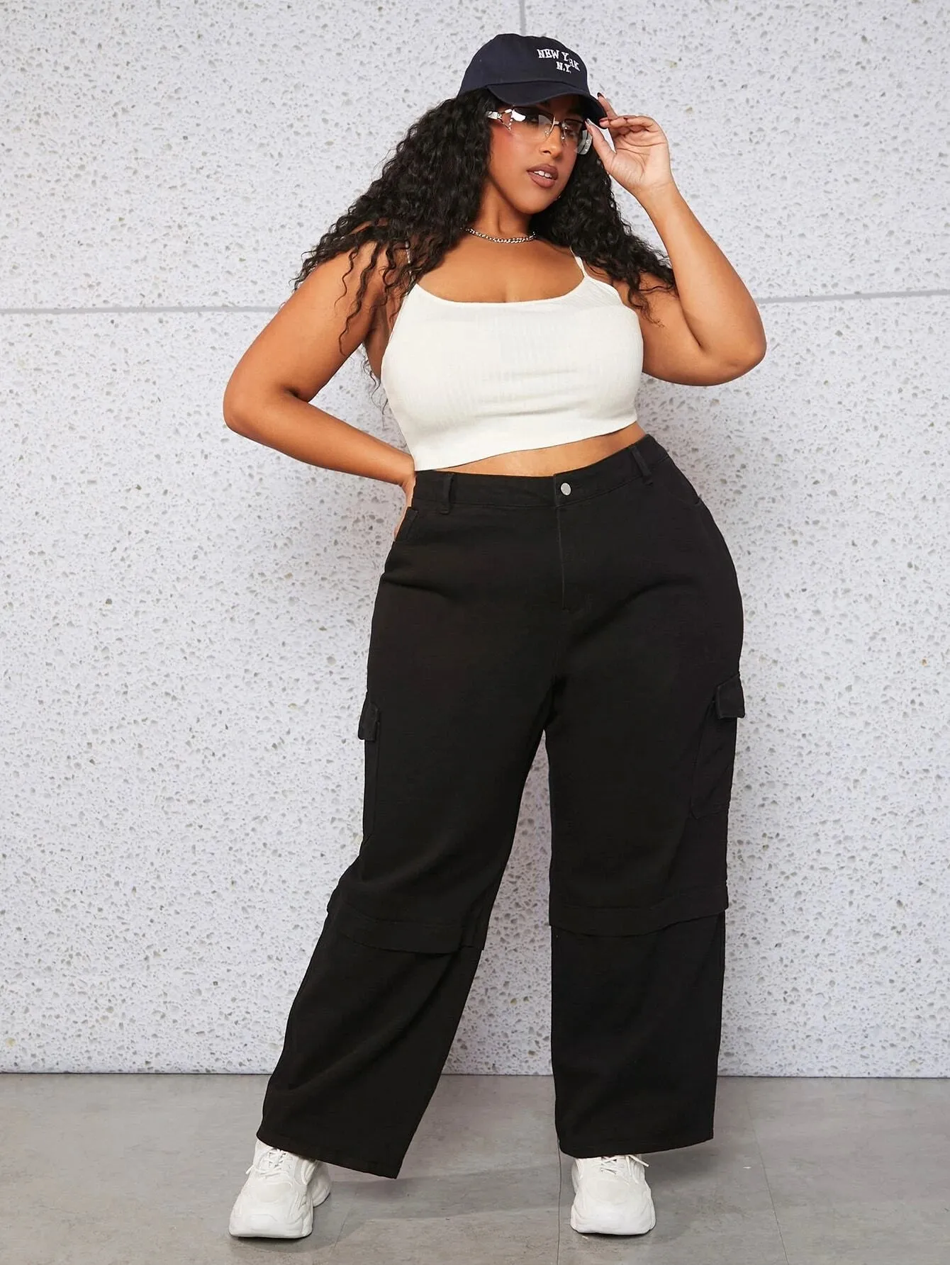 Denim Cargo Jeans With Flap Pockets