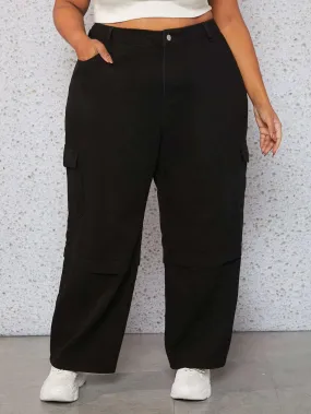 Denim Cargo Jeans With Flap Pockets