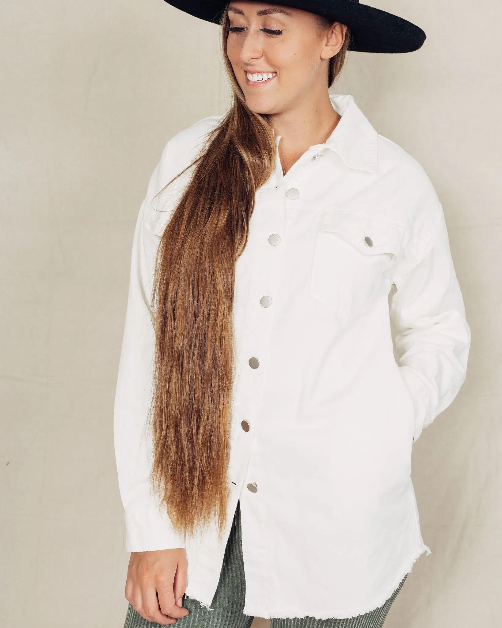 Denim Shacket || White
