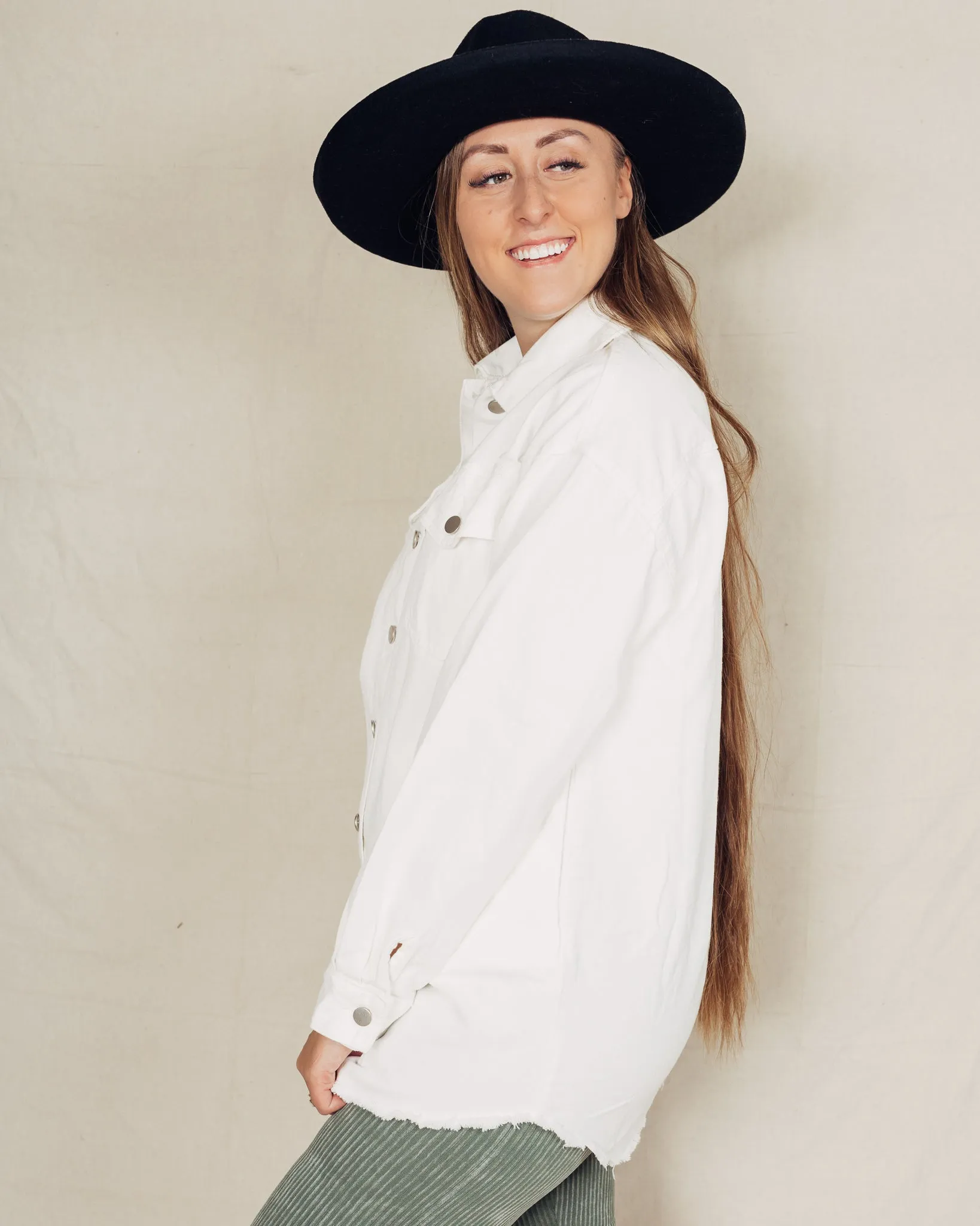 Denim Shacket || White