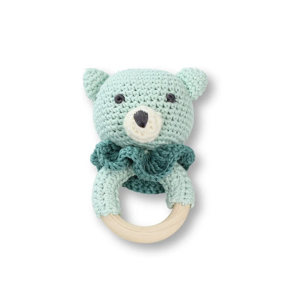 DLUX Teddy Crochet Rattle Teether - Mint