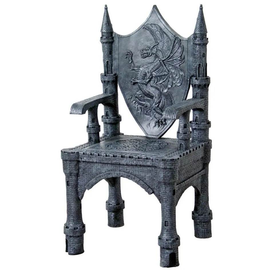 Dragon of Upminster Castle Medieval Throne Armchair By artist Monte M. Moore