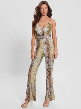 Eco Glam Snake Print Carina Twist Jumpsuit