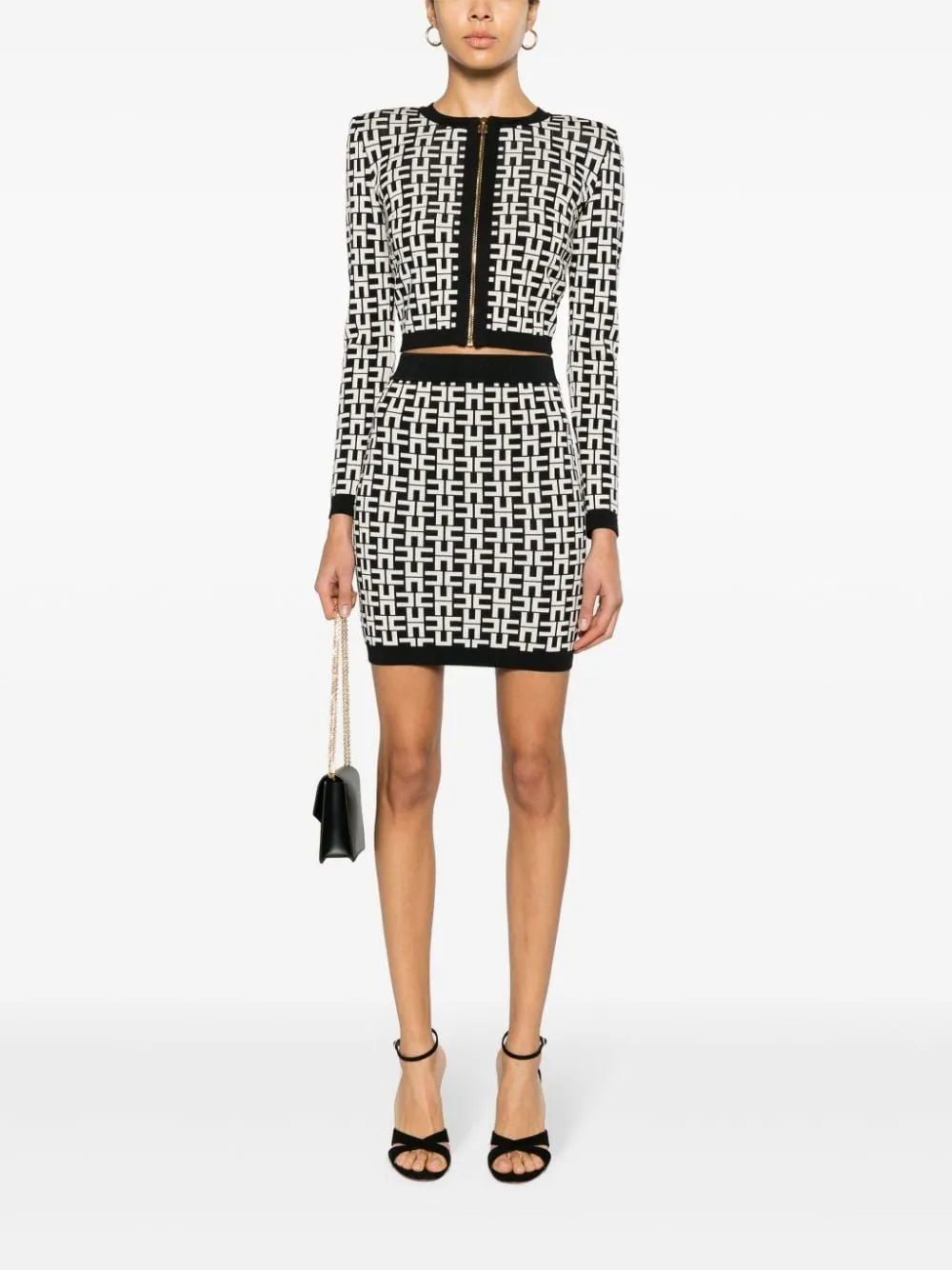 ELISABETTA FRANCHI Chic Cropped Mini Cardigan