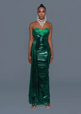 Emerald Ruched Gown
