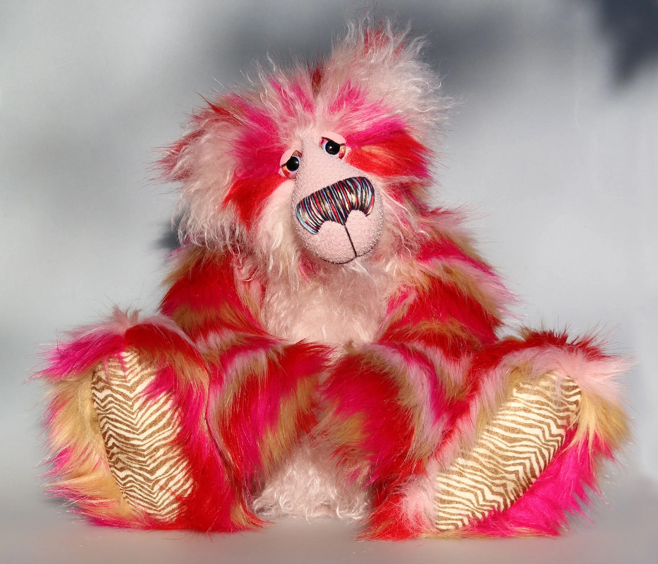 Emily, a one of a kind, mohair and faux fur artist bear by Barbara-Ann Bears