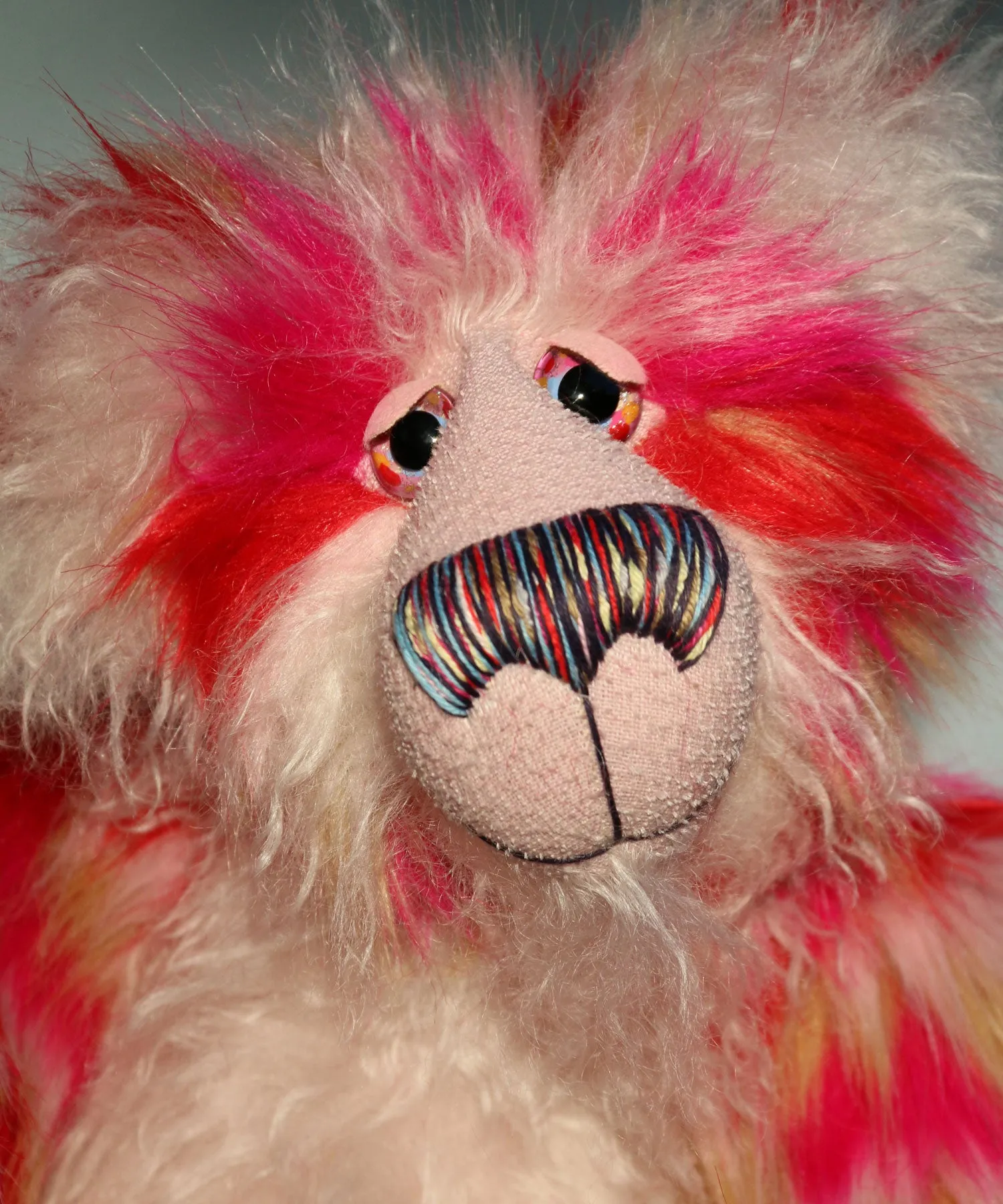 Emily, a one of a kind, mohair and faux fur artist bear by Barbara-Ann Bears