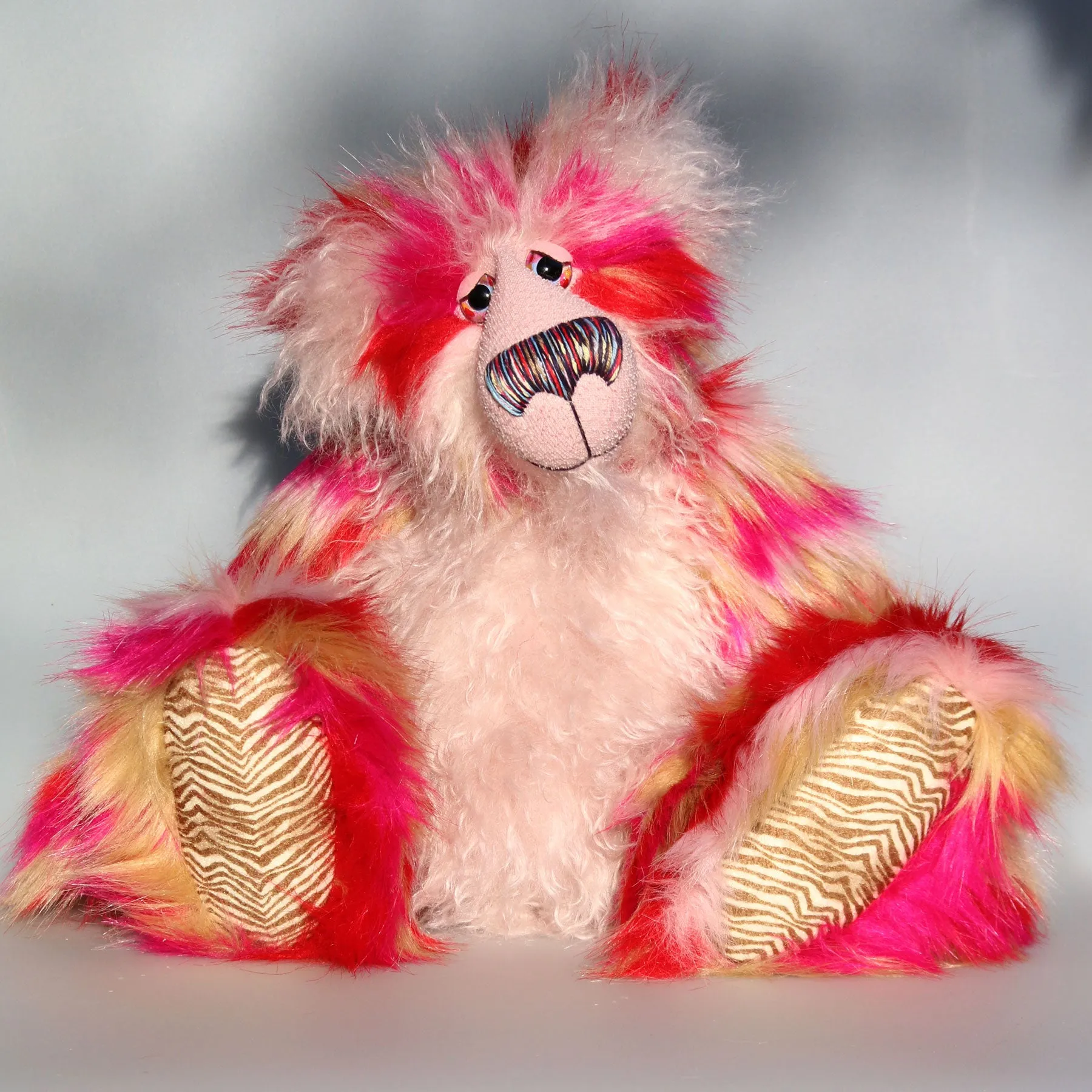 Emily, a one of a kind, mohair and faux fur artist bear by Barbara-Ann Bears