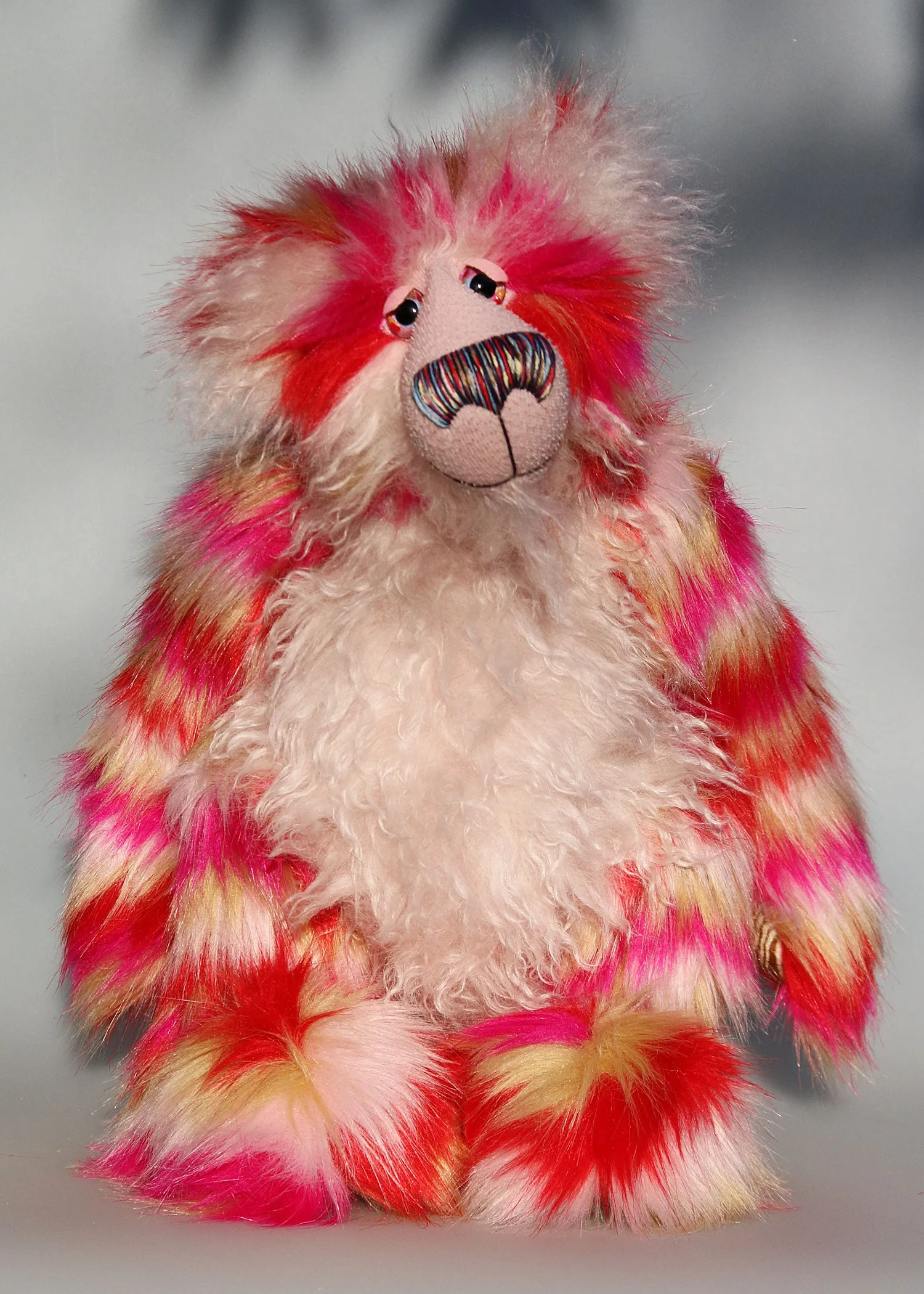 Emily, a one of a kind, mohair and faux fur artist bear by Barbara-Ann Bears