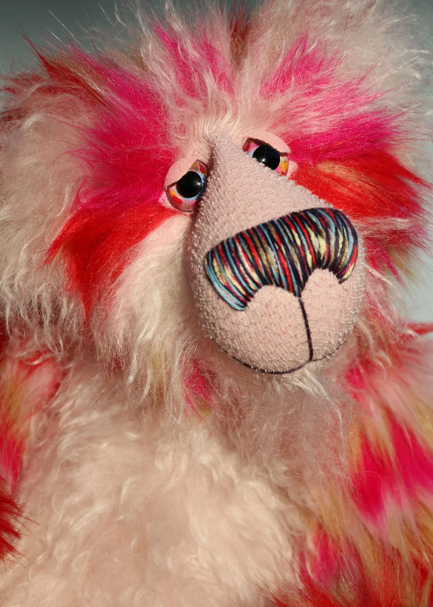 Emily, a one of a kind, mohair and faux fur artist bear by Barbara-Ann Bears