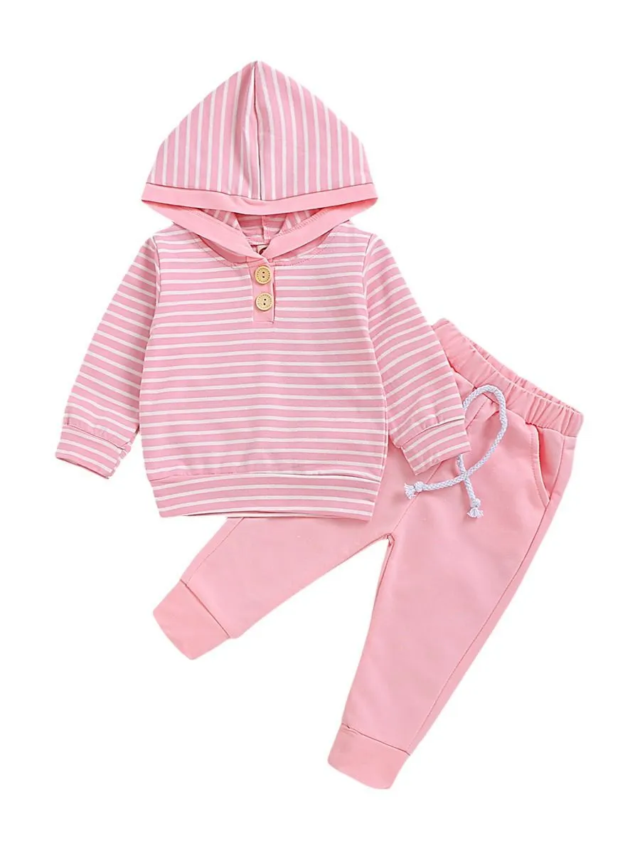 Fall Causal 2-Piece Set Stripe Hoodie & Trouser