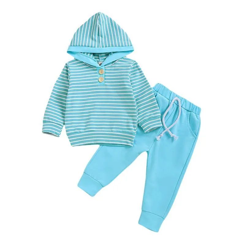 Fall Causal 2-Piece Set Stripe Hoodie & Trouser
